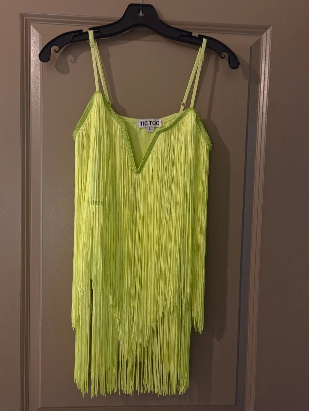 Vibrant Lime Green Carnival Fringe Dress